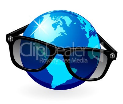 Globe is in dark eyeglasses