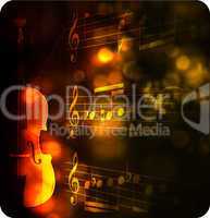 vintage violin silhouette with note