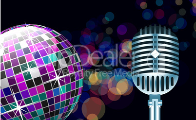 Vector disco ball with microphone