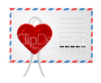 Envelope With Hearts, Isolated On White Background