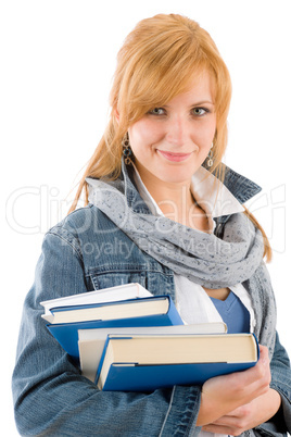 Student young woman hold book