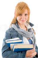 Student young woman hold book