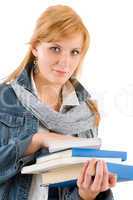 Student young woman hold books