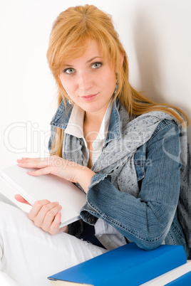 Student young woman portrait with book