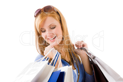 Shopping young woman with paper bag