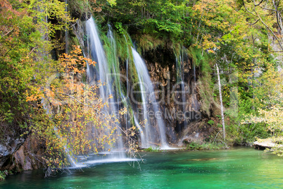Autumn Waterfall in Forest