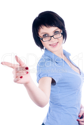 Woman with pointing finger