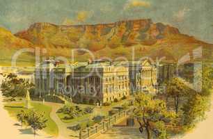 Parliament House and Table Mountain in Cape Town