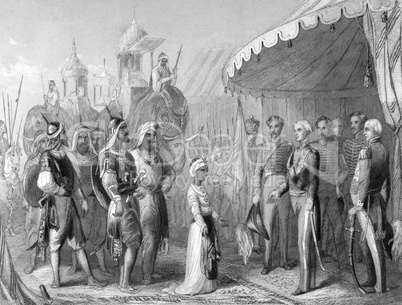The submission of the young Maharaja Duleep Singh to Sir Henry Hardinge at the end of the 1st Sikh War