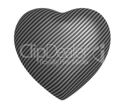 Carbon fibre heart shape isolated