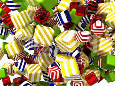 Colorful Abstract cubes or candies isolated