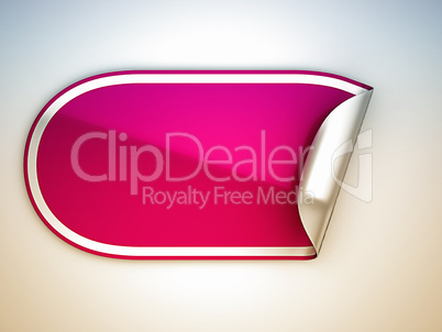 Pink rounded bent sticker or label