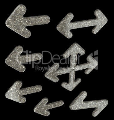 Stone arrows set isolated