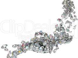Large diamonds or gems flow isolated