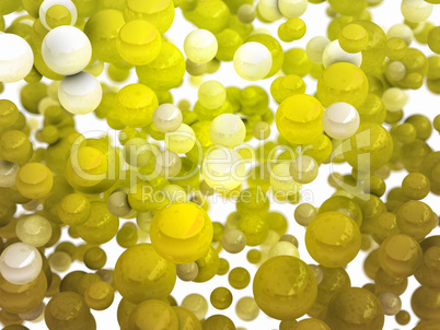 Abstract yellow and white balls over white