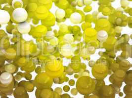 Abstract yellow and white balls over white