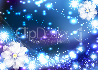 Light blue background with flower