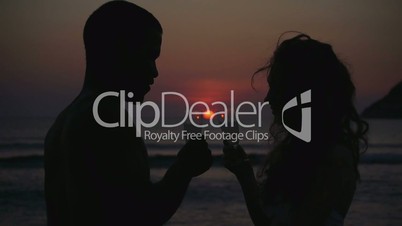 HD720p25 Couple drinking champagne at sunset
