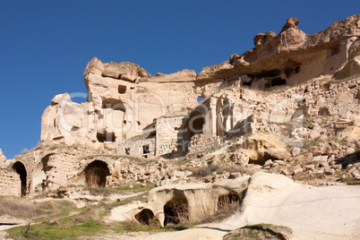 Ruinen der Siedlung Çavusin (Cavusin) in Kappadokien, Türkei