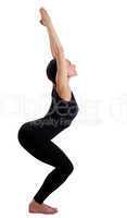 woman stand in yoga pose - Uttkatasana isolated