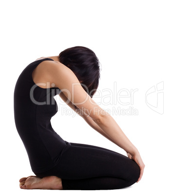 Young woman prepare for yoga training - isolated