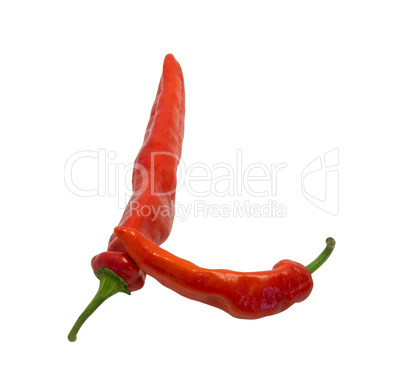 Letter L composed of chili peppers