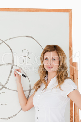 Teacher drawing a scheme on a white board