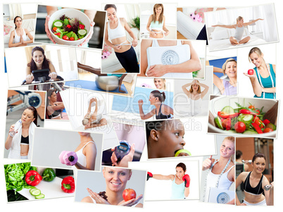 Collage of photos illustrating healthy lifestyles