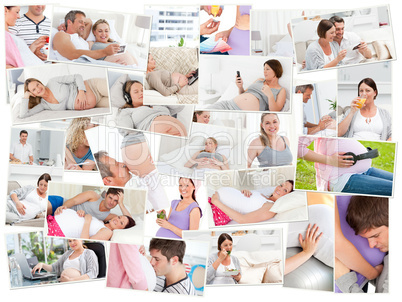 Collage of pregnant women