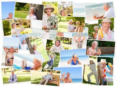 Elderly people relaxing alone