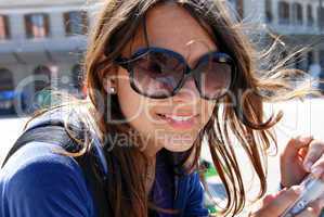 Teenage girl in sunglasses