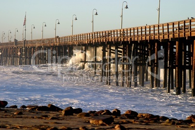 Ocean Wave Storm Pier