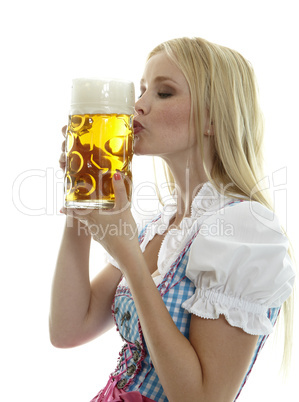 Frau mit Bierkrug