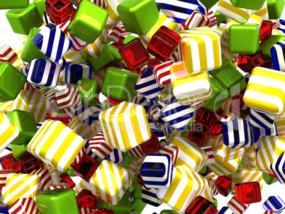 Abstract colorful cubes or candies isolated