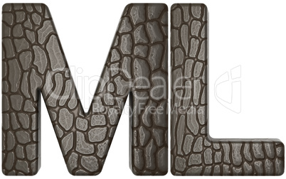 Alligator skin font m and l capital letters