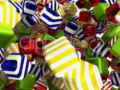 Colorful cubes or bonbons on white