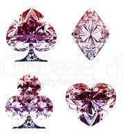 Colorful lilac Diamond Card Suits isolated