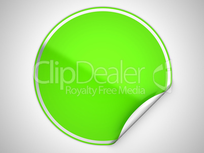 Green round bent sticker or label Green round bent sticker or label