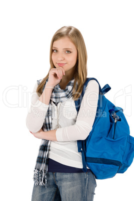 Student teenager woman with schoolbag Student teenager woman with schoolbag