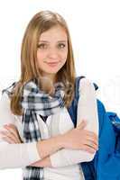 Student teenager woman with schoolbag