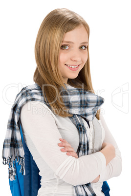 Student teenager woman with schoolbag