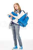 Student teenager woman with schoolbag book