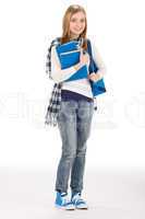 Student teenager woman with schoolbag book