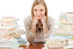 Student teenager woman with books