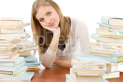 Student teenager woman with books