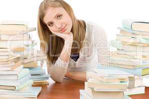 Student teenager woman with books