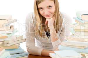 Student teenager woman with books