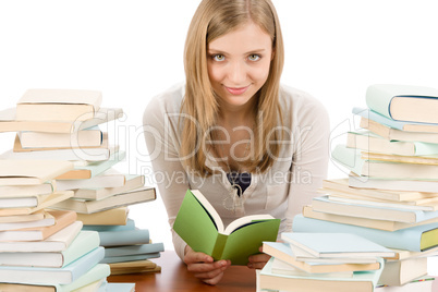 Student teenager woman read book