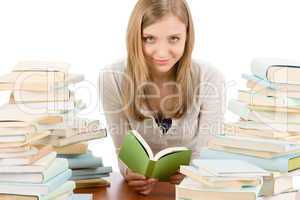 Student teenager woman read book