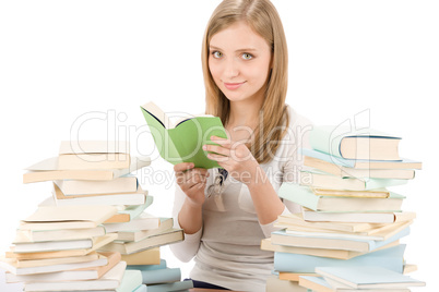 Student teenager woman read book